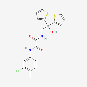 molecular formula C19H17ClN2O3S2 B2403544 N1-(3-chloro-4-methylphenyl)-N2-(2-hydroxy-2,2-di(thiophen-2-yl)ethyl)oxalamide CAS No. 2034590-20-8