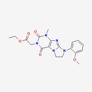 molecular formula C19H21N5O5 B2403545 Ethyl 2-[6-(2-methoxyphenyl)-4-methyl-1,3-dioxo-7,8-dihydropurino[7,8-a]imidazol-2-yl]acetate CAS No. 893975-36-5
