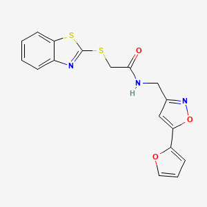 2-(benzo[d]thiazol-2-ylthio)-N-((5-(furan-2-yl)isoxazol-3-yl)methyl)acetamide