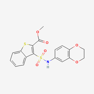 molecular formula C18H15NO6S2 B2403572 Methyl 3-(2,3-dihydro-1,4-benzodioxin-6-ylsulfamoyl)-1-benzothiophene-2-carboxylate CAS No. 899977-99-2