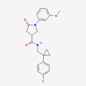 molecular formula C22H23FN2O3 B2403579 N-((1-(4-fluorophenyl)cyclopropyl)methyl)-1-(3-methoxyphenyl)-5-oxopyrrolidine-3-carboxamide CAS No. 1209759-35-2