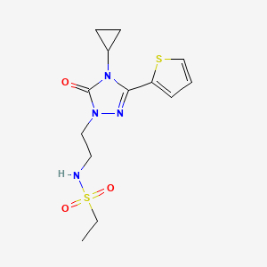 molecular formula C13H18N4O3S2 B2403593 N-(2-(4-cyclopropyl-5-oxo-3-(thiophen-2-yl)-4,5-dihydro-1H-1,2,4-triazol-1-yl)ethyl)ethanesulfonamide CAS No. 1448046-67-0