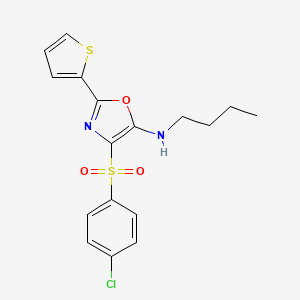 molecular formula C17H17ClN2O3S2 B2403600 N-butyl-4-(4-chlorophenyl)sulfonyl-2-thiophen-2-yl-1,3-oxazol-5-amine CAS No. 627834-60-0