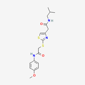 molecular formula C18H23N3O3S2 B2403603 N-isobutyl-2-(2-((2-((4-methoxyphenyl)amino)-2-oxoethyl)thio)thiazol-4-yl)acetamide CAS No. 941961-90-6