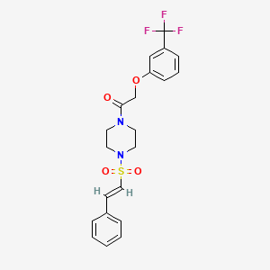 molecular formula C21H21F3N2O4S B2403605 1-[4-[(E)-2-phenylethenyl]sulfonylpiperazin-1-yl]-2-[3-(trifluoromethyl)phenoxy]ethanone CAS No. 924857-19-2
