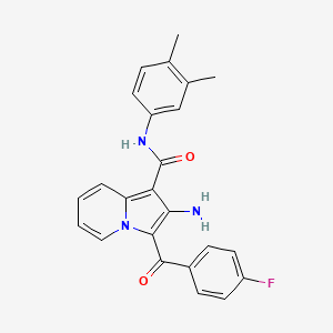 molecular formula C24H20FN3O2 B2403612 2-amino-N-(3,4-dimethylphenyl)-3-(4-fluorobenzoyl)indolizine-1-carboxamide CAS No. 903279-35-6