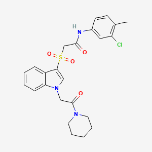 molecular formula C24H26ClN3O4S B2403620 N-(3-chloro-4-methylphenyl)-2-((1-(2-oxo-2-(piperidin-1-yl)ethyl)-1H-indol-3-yl)sulfonyl)acetamide CAS No. 878056-81-6