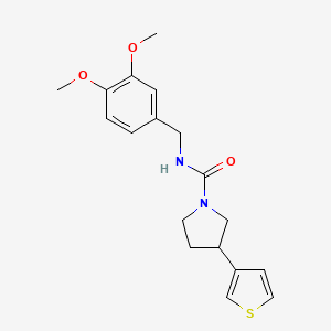molecular formula C18H22N2O3S B2403666 N-(3,4-dimethoxybenzyl)-3-(thiophen-3-yl)pyrrolidine-1-carboxamide CAS No. 2185591-13-1