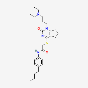 molecular formula C26H38N4O2S B2403671 N-(4-butylphenyl)-2-((1-(3-(diethylamino)propyl)-2-oxo-2,5,6,7-tetrahydro-1H-cyclopenta[d]pyrimidin-4-yl)thio)acetamide CAS No. 898460-62-3