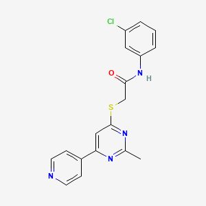 molecular formula C18H15ClN4OS B2403675 N-(3-chlorophenyl)-2-((2-methyl-6-(pyridin-4-yl)pyrimidin-4-yl)thio)acetamide CAS No. 1251616-56-4