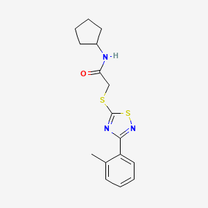 molecular formula C16H19N3OS2 B2403703 N-cyclopentyl-2-((3-(o-tolyl)-1,2,4-thiadiazol-5-yl)thio)acetamide CAS No. 864918-80-9