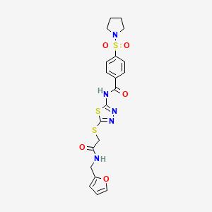N-(5-((2-((furan-2-ylmethyl)amino)-2-oxoethyl)thio)-1,3,4-thiadiazol-2-yl)-4-(pyrrolidin-1-ylsulfonyl)benzamide