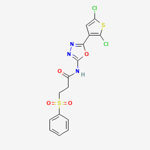 N-(5-(2,5-dichlorothiophen-3-yl)-1,3,4-oxadiazol-2-yl)-3-(phenylsulfonyl)propanamide
