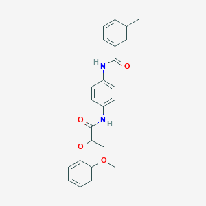 molecular formula C24H24N2O4 B240373 N-(4-{[2-(2-methoxyphenoxy)propanoyl]amino}phenyl)-3-methylbenzamide 