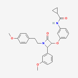 molecular formula C29H30N2O5 B2403737 N-[3-[2-(3-methoxyphenyl)-1-[2-(4-methoxyphenyl)ethyl]-4-oxoazetidin-3-yl]oxyphenyl]cyclopropanecarboxamide CAS No. 1223534-49-3