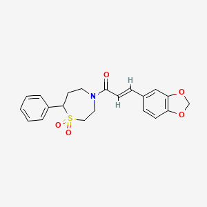 (E)-3-(benzo[d][1,3]dioxol-5-yl)-1-(1,1-dioxido-7-phenyl-1,4-thiazepan-4-yl)prop-2-en-1-one