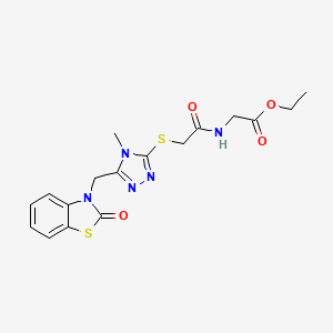 ethyl 2-(2-((4-methyl-5-((2-oxobenzo[d]thiazol-3(2H)-yl)methyl)-4H-1,2,4-triazol-3-yl)thio)acetamido)acetate