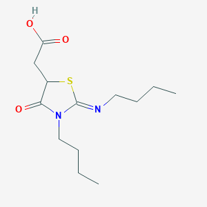 (E)-2-(3-butyl-2-(butylimino)-4-oxothiazolidin-5-yl)acetic acid