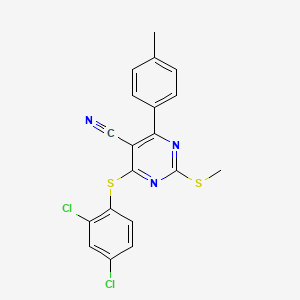 4-[(2,4-Dichlorophenyl)sulfanyl]-6-(4-methylphenyl)-2-(methylsulfanyl)-5-pyrimidinecarbonitrile