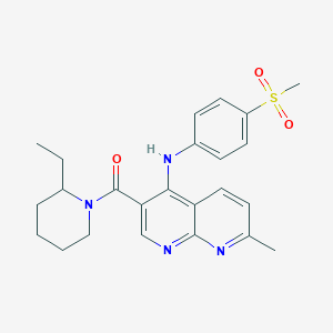 (2-Ethylpiperidin-1-yl)(7-methyl-4-((4-(methylsulfonyl)phenyl)amino)-1,8-naphthyridin-3-yl)methanone