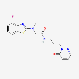 molecular formula C17H18FN5O2S B2403794 2-((4-fluorobenzo[d]thiazol-2-yl)(methyl)amino)-N-(3-(6-oxopyridazin-1(6H)-yl)propyl)acetamide CAS No. 1351661-77-2