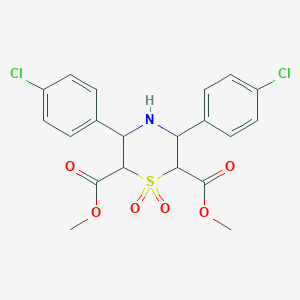 molecular formula C20H19Cl2NO6S B2403798 Dimethyl 3,5-bis(4-chlorophenyl)thiomorpholine-2,6-dicarboxylate 1,1-dioxide CAS No. 298216-81-6