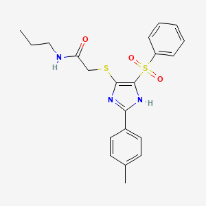 molecular formula C21H23N3O3S2 B2403817 2-((4-(phenylsulfonyl)-2-(p-tolyl)-1H-imidazol-5-yl)thio)-N-propylacetamide CAS No. 950420-78-7