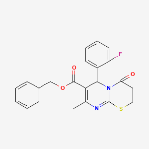 molecular formula C22H19FN2O3S B2403818 benzyl 6-(2-fluorophenyl)-8-methyl-4-oxo-2H,3H,4H,6H-pyrimido[2,1-b][1,3]thiazine-7-carboxylate CAS No. 616213-83-3