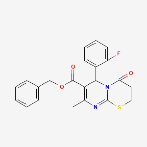 molecular formula C22H19FN2O3S B2403818 benzyl 6-(2-fluorophenyl)-8-methyl-4-oxo-3,6-dihydro-2H-pyrimido[2,1-b][1,3]thiazine-7-carboxylate CAS No. 616213-83-3
