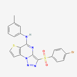 molecular formula C20H14BrN5O2S2 B2403876 3-[(4-bromophenyl)sulfonyl]-N-(3-methylphenyl)thieno[2,3-e][1,2,3]triazolo[1,5-a]pyrimidin-5-amine CAS No. 892749-88-1