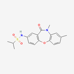 molecular formula C18H20N2O4S B2403881 N-(8,10-二甲基-11-氧代-10,11-二氢二苯并[b,f][1,4]恶二杂环-2-基)丙烷-2-磺酰胺 CAS No. 922036-65-5