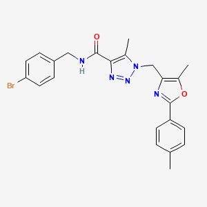 molecular formula C23H22BrN5O2 B2403887 N-(4-bromobenzyl)-5-methyl-1-((5-methyl-2-(p-tolyl)oxazol-4-yl)methyl)-1H-1,2,3-triazole-4-carboxamide CAS No. 1226448-53-8