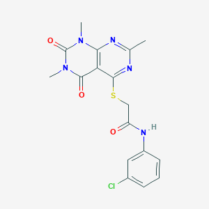 molecular formula C17H16ClN5O3S B2403916 N-(3-chlorophenyl)-2-((2,6,8-trimethyl-5,7-dioxo-5,6,7,8-tetrahydropyrimido[4,5-d]pyrimidin-4-yl)thio)acetamide CAS No. 852168-12-8