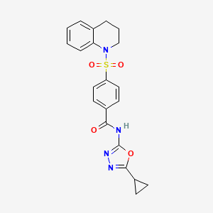 molecular formula C21H20N4O4S B2403917 N-(5-cyclopropyl-1,3,4-oxadiazol-2-yl)-4-(1,2,3,4-tetrahydroquinoline-1-sulfonyl)benzamide CAS No. 850935-98-7