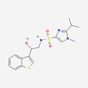 molecular formula C17H21N3O3S2 B2403928 N-(2-(benzo[b]thiophen-3-yl)-2-hydroxyethyl)-2-isopropyl-1-methyl-1H-imidazole-4-sulfonamide CAS No. 2034439-35-3