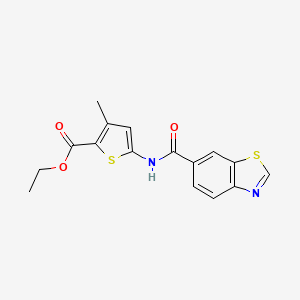 molecular formula C16H14N2O3S2 B2403960 Ethyl 5-(benzo[d]thiazole-6-carboxamido)-3-methylthiophene-2-carboxylate CAS No. 681174-85-6