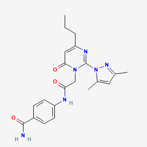 4-(2-(2-(3,5-dimethyl-1H-pyrazol-1-yl)-6-oxo-4-propylpyrimidin-1(6H)-yl)acetamido)benzamide