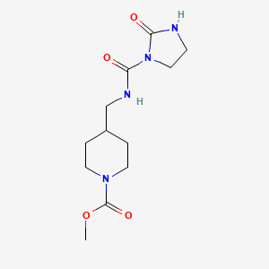 molecular formula C12H20N4O4 B2403995 Methyl 4-((2-oxoimidazolidine-1-carboxamido)methyl)piperidine-1-carboxylate CAS No. 1797872-52-6