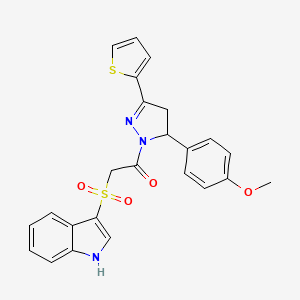 2-(1H-indol-3-ylsulfonyl)-1-[3-(4-methoxyphenyl)-5-thiophen-2-yl-3,4-dihydropyrazol-2-yl]ethanone