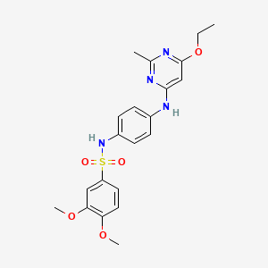 molecular formula C21H24N4O5S B2404014 N-(4-((6-ethoxy-2-methylpyrimidin-4-yl)amino)phenyl)-3,4-dimethoxybenzenesulfonamide CAS No. 946201-84-9
