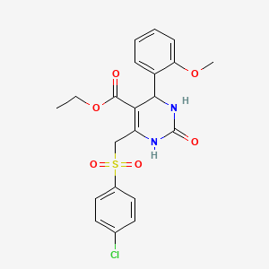 molecular formula C21H21ClN2O6S B2404046 Ethyl 6-[(4-chlorobenzenesulfonyl)methyl]-4-(2-methoxyphenyl)-2-oxo-1,2,3,4-tetrahydropyrimidine-5-carboxylate CAS No. 866340-21-8
