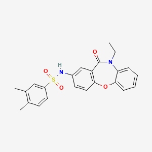 molecular formula C23H22N2O4S B2404051 N-(10-ethyl-11-oxo-10,11-dihydrodibenzo[b,f][1,4]oxazepin-2-yl)-3,4-dimethylbenzenesulfonamide CAS No. 922062-15-5