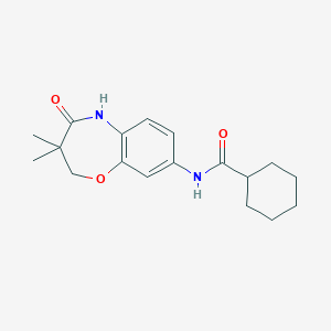 molecular formula C18H24N2O3 B2404079 N-(3,3-dimethyl-4-oxo-2,3,4,5-tetrahydrobenzo[b][1,4]oxazepin-8-yl)cyclohexanecarboxamide CAS No. 921583-68-8