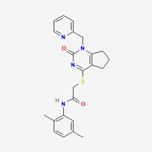 molecular formula C23H24N4O2S B2404118 N-(2,5-dimethylphenyl)-2-((2-oxo-1-(pyridin-2-ylmethyl)-2,5,6,7-tetrahydro-1H-cyclopenta[d]pyrimidin-4-yl)thio)acetamide CAS No. 946219-61-0
