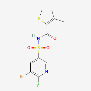B2404124 N-[(5-bromo-6-chloropyridin-3-yl)sulfonyl]-3-methylthiophene-2-carboxamide CAS No. 2094184-86-6
