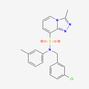 molecular formula C21H19ClN4O2S B2404145 N-[(3-chlorophenyl)methyl]-3-methyl-N-(3-methylphenyl)-[1,2,4]triazolo[4,3-a]pyridine-8-sulfonamide CAS No. 1251693-06-7