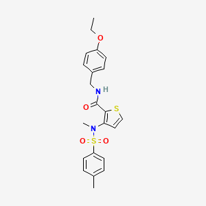 molecular formula C22H24N2O4S2 B2404185 N-[(4-ethoxyphenyl)methyl]-3-(N-methyl4-methylbenzenesulfonamido)thiophene-2-carboxamide CAS No. 1116017-37-8