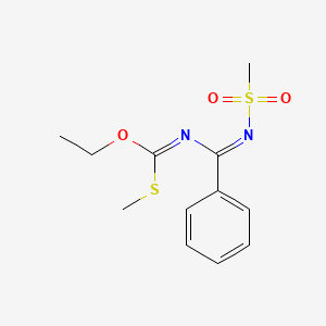 molecular formula C12H16N2O3S2 B2404230 N-[(1Z)-[(E)-[ethoxy(methylsulfanyl)methylidene]amino](phenyl)methylidene]methanesulfonamide CAS No. 57169-67-2