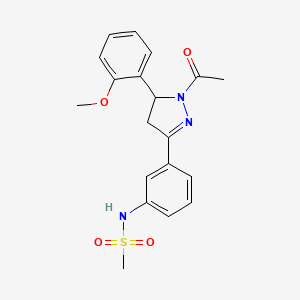 molecular formula C19H21N3O4S B2404258 N-[3-[2-acetyl-3-(2-methoxyphenyl)-3,4-dihydropyrazol-5-yl]phenyl]methanesulfonamide CAS No. 710986-13-3