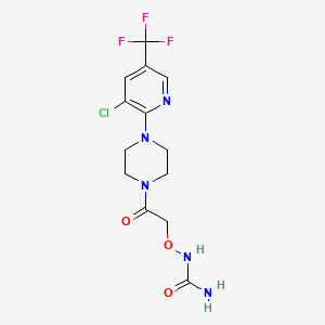 molecular formula C13H15ClF3N5O3 B2404271 N-(2-{4-[3-chloro-5-(trifluoromethyl)-2-pyridinyl]piperazino}-2-oxoethoxy)urea CAS No. 303150-06-3
